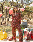 PIJAMA FEUILLES ROUGE 2PZ 100% COTTON