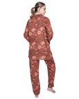 PIJAMA FEUILLES ROUGE 2PZ 100% COTTON