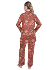 PIJAMA FEUILLES ROUGE 2PZ 100% COTTON