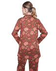 PIJAMA FEUILLES ROUGE 2PZ 100% COTTON