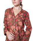 PIJAMA FEUILLES ROUGE 2PZ 100% COTTON