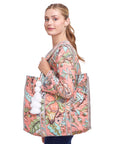TOTEBAG PEONY/ APRICOT 100% COTTON
