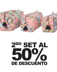 KIT DE COSMETIQUERAS 3 PIEZAS PEONY APRICOT