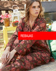 PIJAMA FEUILLES ROUGE 2PZ 100% COTTON