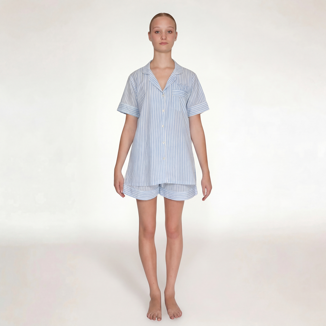 Classic Stripe Blue print by Mónica Watanabe