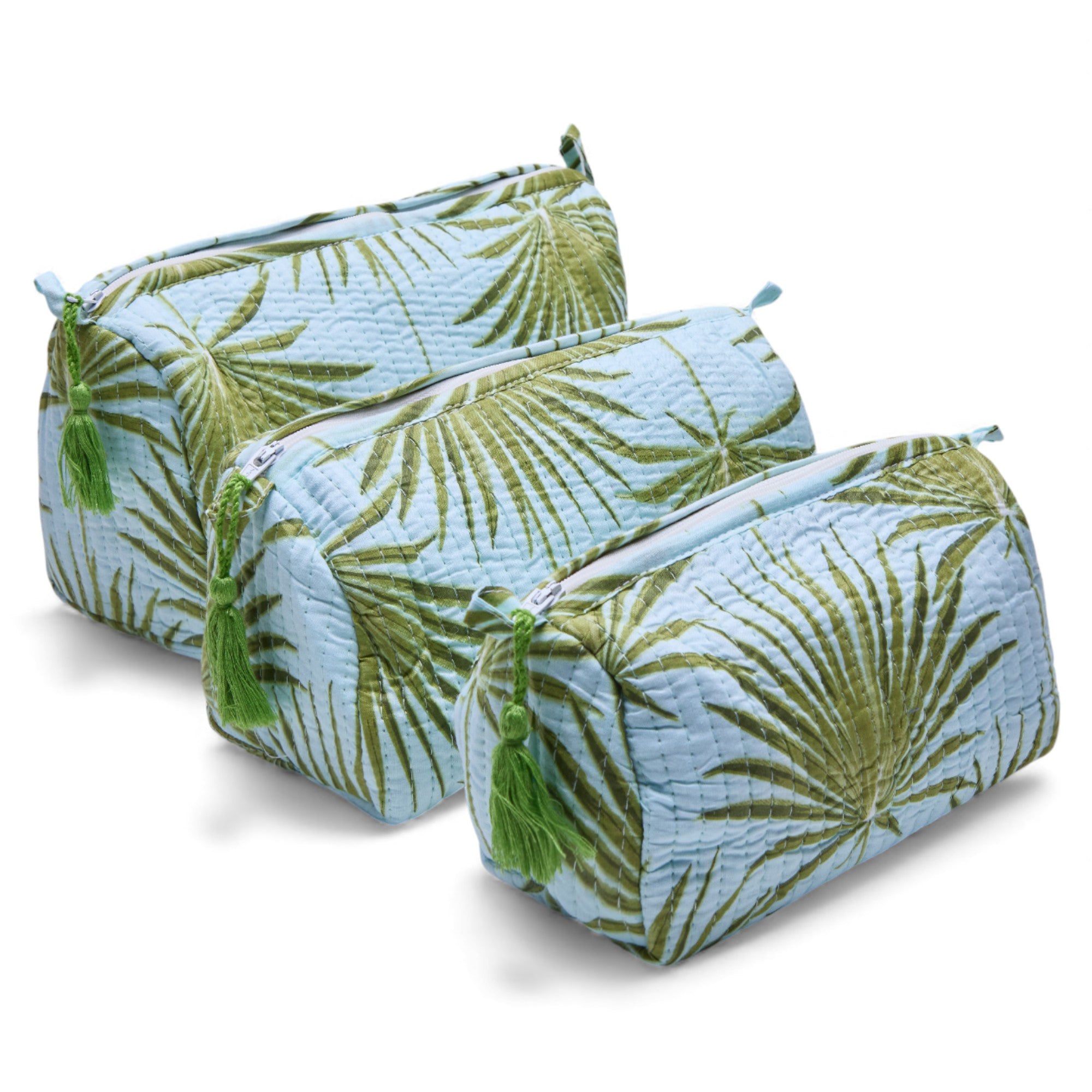 KIT DE COSMETIQUERAS VERDE BEACH 3 PIEZAS