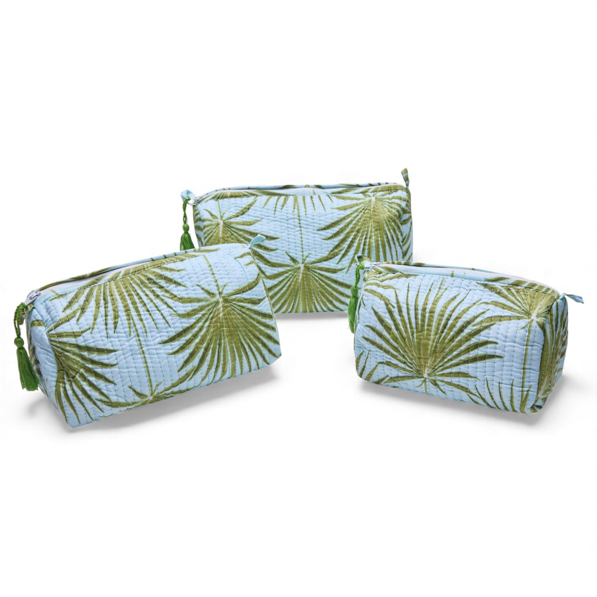 KIT DE COSMETIQUERAS VERDE BEACH 3 PIEZAS