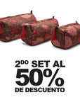 KIT DE COSMETIQUERAS FEUILLES ROUGE 3 PIEZAS