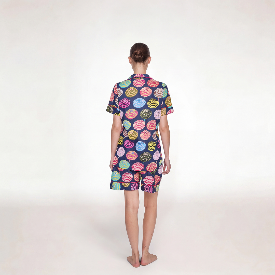 "UMBRELLAS NAVY" SHORT SLEEVE PAJAMA