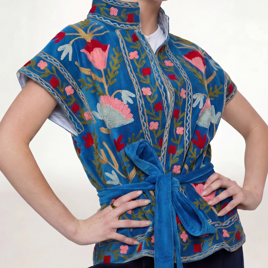 BLUE VELVET JACKET SHORT SLEEVE