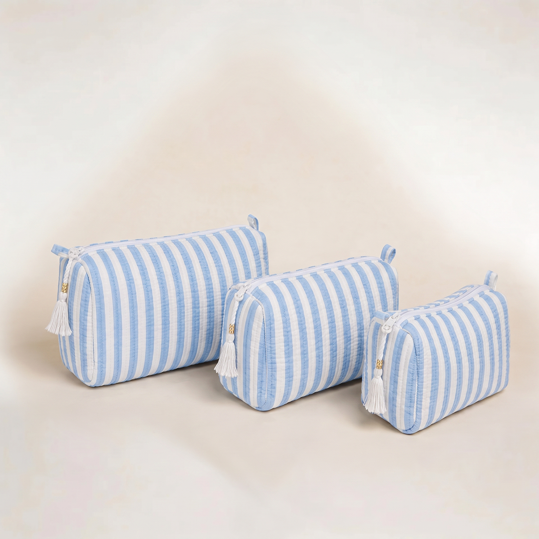 "BLUE STRIPES" COSMETIC BAGS