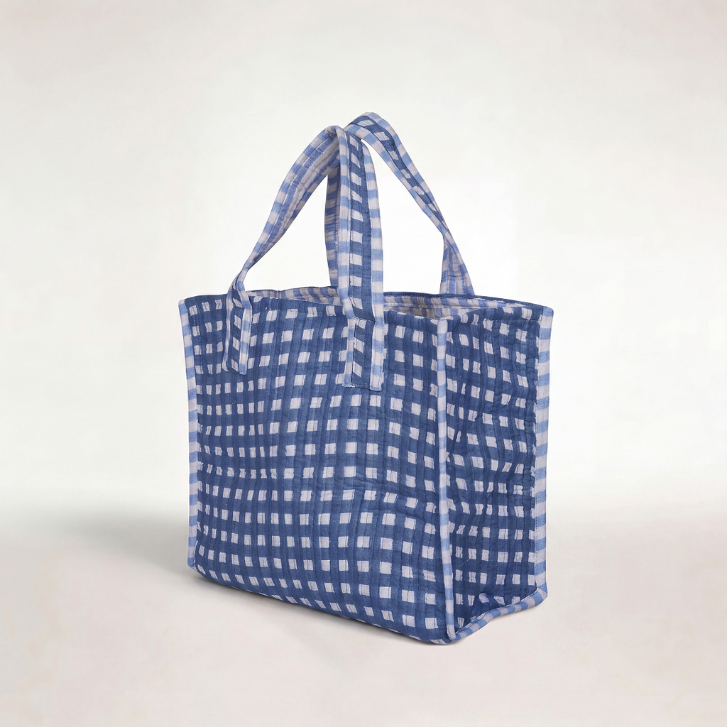 "BLUE GRINHAM" MINI TOTEBAG