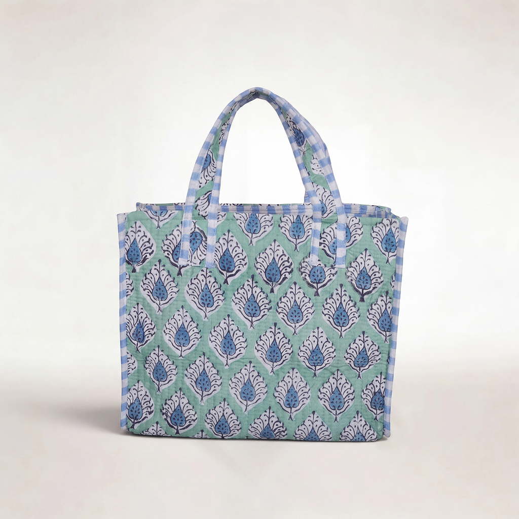 "BLUE MINT LEAVES" MINI TOTEBAG