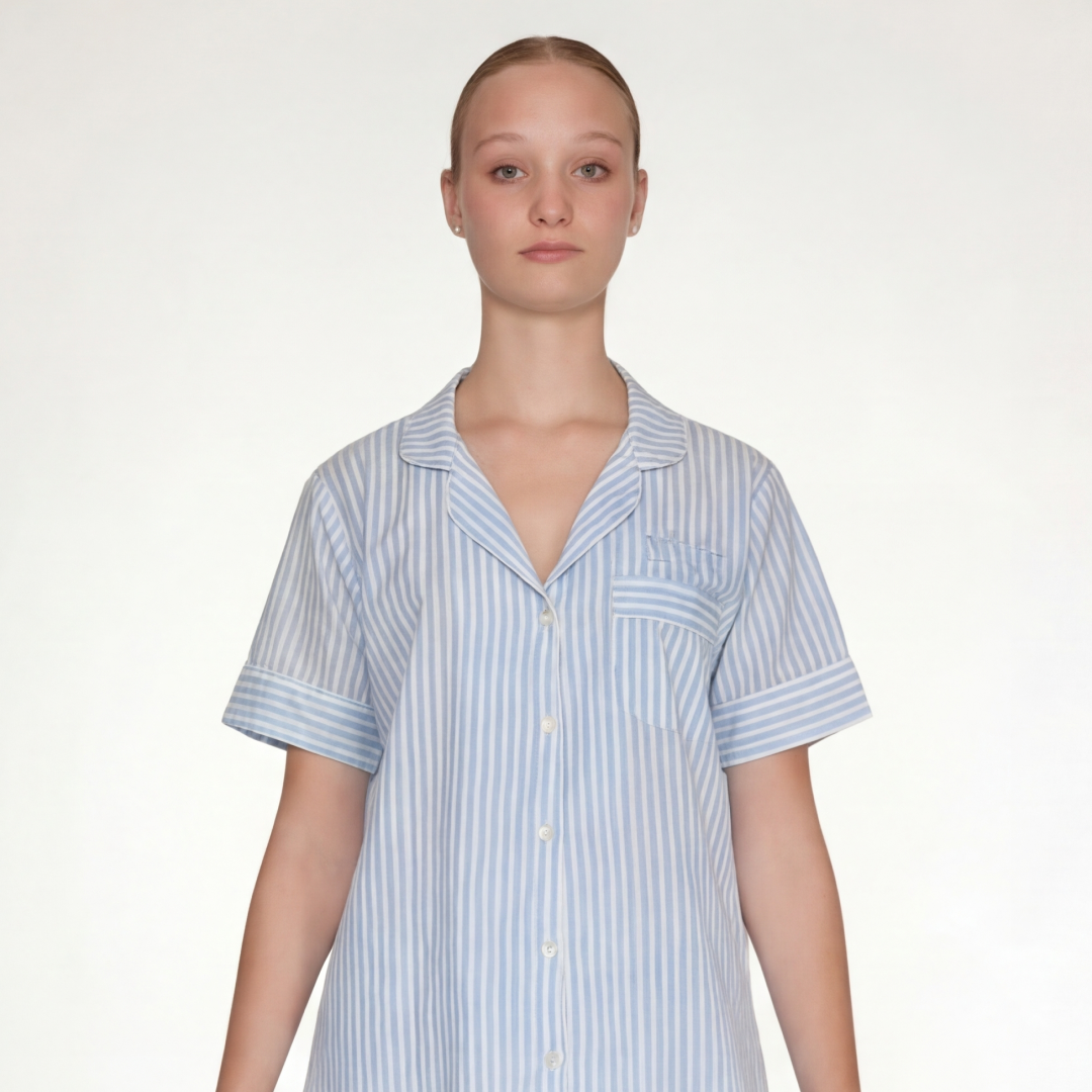 PIJAMA "CLASSIC STRIPE BLUE" CON SHORT