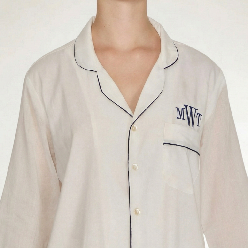 PIJAMA "CLASSIC WHITE" CON PANTALON